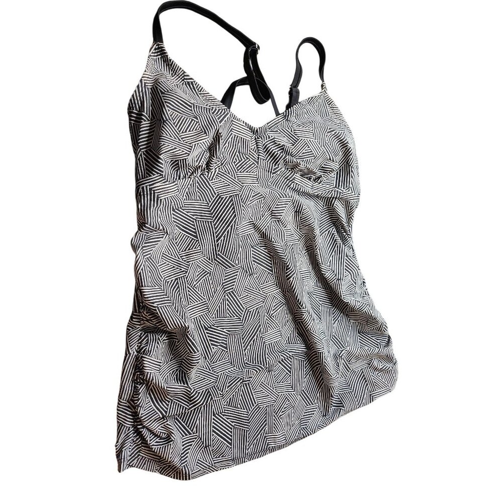 Ingrid &‎ Isabel Maternity Black & White Strappy Back Tankini Swim Top Small